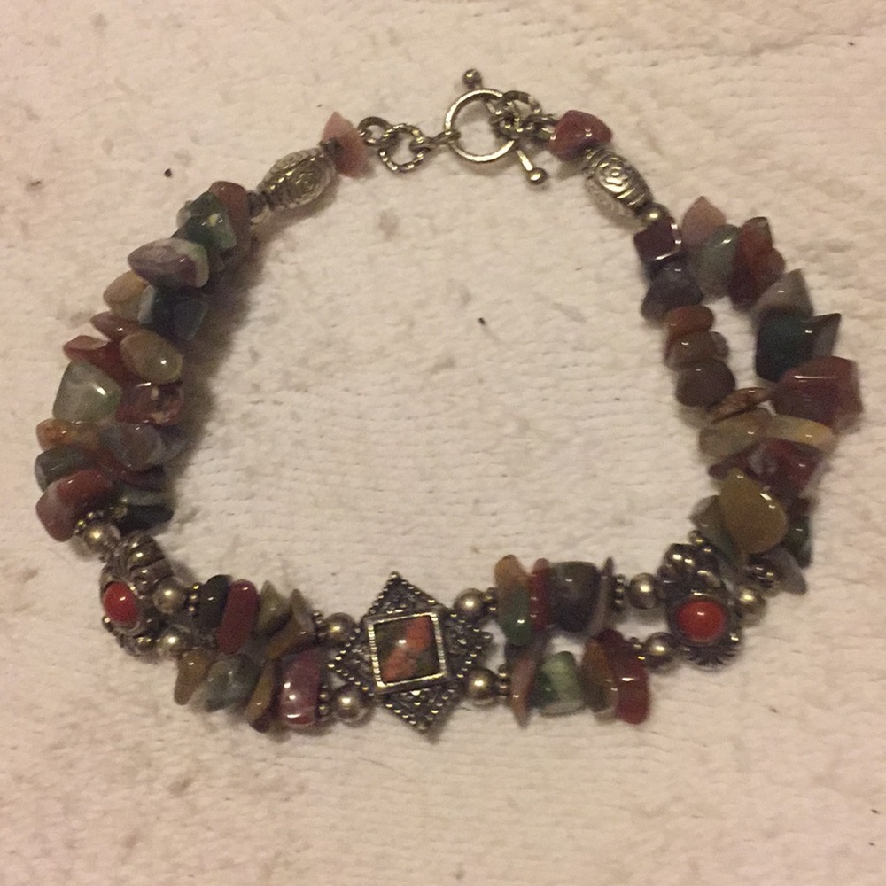 8” Silver Tiger’s Eye and Various Rocks Bracelet